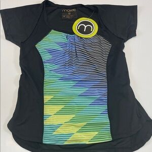 Moxie Cycling Co Women’s Black Multicolor Geometric Cycling Jersey NWT Sz M